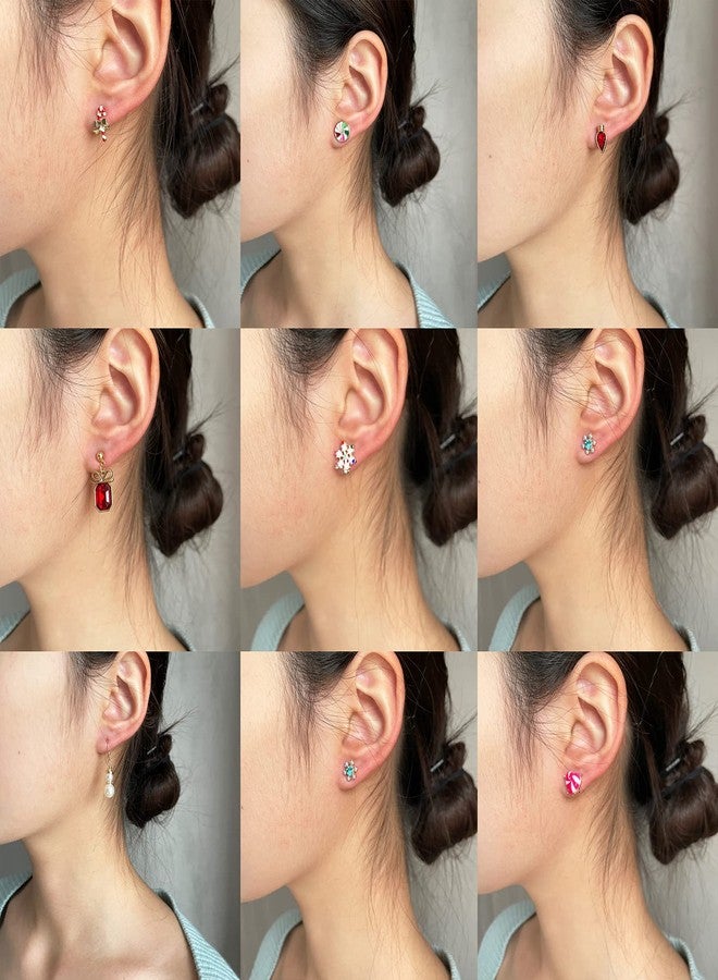 DOLLESS Christmas Stud Earrings for Women Chirstmas Tree Snowflake Bow Gift Box Santa Claus Gingerbread Earrings Set Xmas Holiday Gifts (A-15 Pairs) - Image 2
